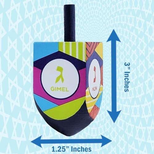 The Dreidel Company Hanukkah El Boyaması Çok Renkli Ahşap Hanuka (2li Paket)