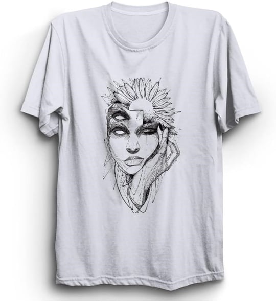 The Fame Flowery Face, Çiçek ve Yüz, Kadın Çizim Tişört