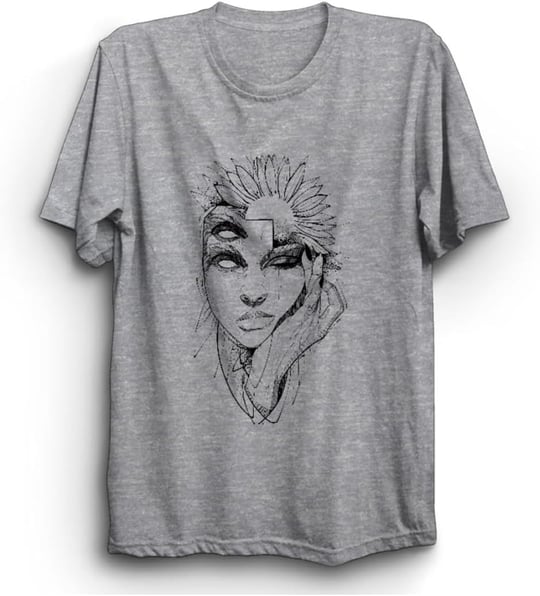 The Fame Flowery Face, Çiçek ve Yüz, Kadın Çizim Tişört