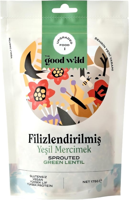 The Good Wild Filizlendirilmiş Yeşil Mercimek - Glutensiz Kuru Bakliyat, Vegan, Yüksek Lif ve Protein Kaynağı, 175 g