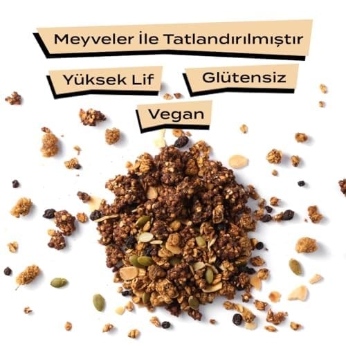 The Good Wild Karışık Meyveli Granola - İlave Şekersiz, Glutensiz Vegan Atıştırmalık, Yüksek Lifli, 300 g