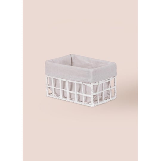 The Mia Braid Hasır Organizer Sepet Beyaz 22x14x13 Cm