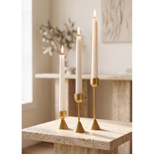 The Mia Brass Pirinç Silindir Şamdan 3 Parça Set