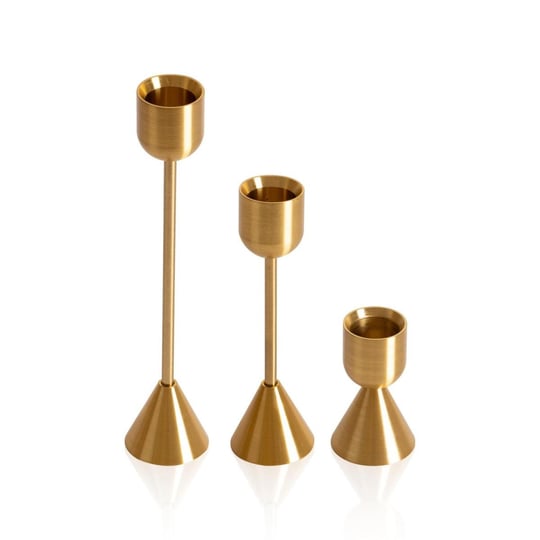 The Mia Brass Pirinç Silindir Şamdan 3 Parça Set