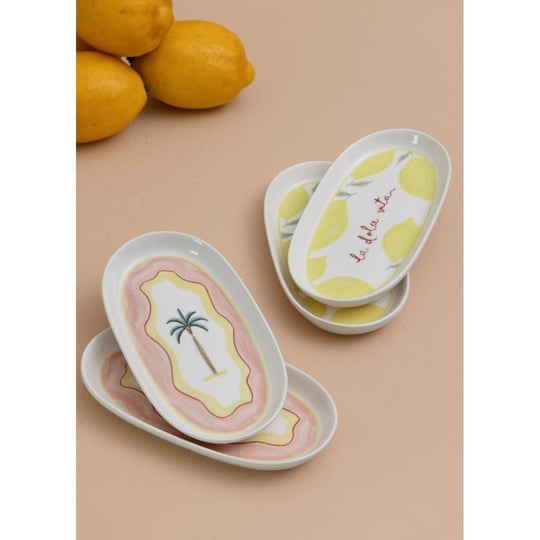 The Mia Italian Summer Oval Servis Tabağı 4lü 17 Cm