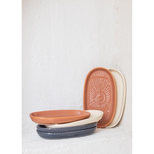 The Mia Noon Oval Servis 2li Gri 17 Cm