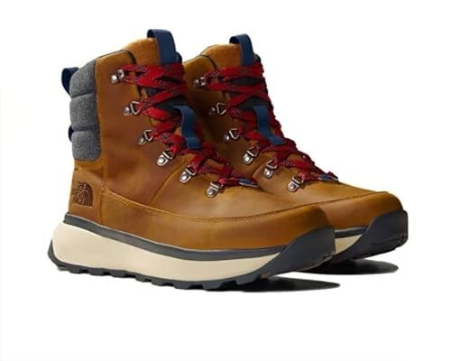 The North Face Bergen Deri Su Geçirmez Kar Botu, Erkek, Timber Tan/TNF Red