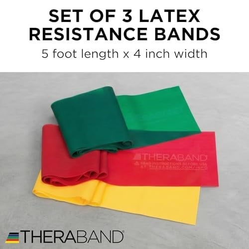 THERABAND Lateks içermeyen egzersiz bantları, üst vücut, alt vücut ve gövde egzersizleri, fizyoterapi, pilates, ev antrenmanı ve rehabilitasyon için profesyonel direnç bantları