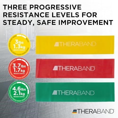 THERABAND Lateks içermeyen egzersiz bantları, üst vücut, alt vücut ve gövde egzersizleri, fizyoterapi, pilates, ev antrenmanı ve rehabilitasyon için profesyonel direnç bantları