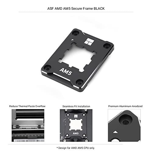 Thermalright ASF-Siyah AM5 CPU Tutucu, Düzeltici Bükülme Önleyici Sabitleme Çerçevesi, AM5 Tam Fit Sabit İşaretsiz Montaj, AM5 Bükülme Önleyici Kontak Çerçevesi, CPU Soğutucu Standardı