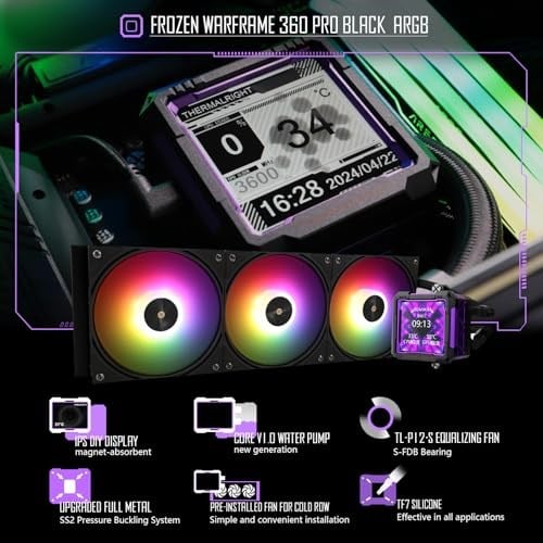 Thermalright FW360 PRO Siyah ARGB AIO CPU Masaüstü için Sıvı Soğutucu - 2000RPM PWM Fanlar, 2.73 LCD Ekranlı, AM4/AM5 ve Intel LGA1150/1151/120 - Seçenekler: FW360 PRO Siyah ARGB, FW360 PRO Beyaz ARGB