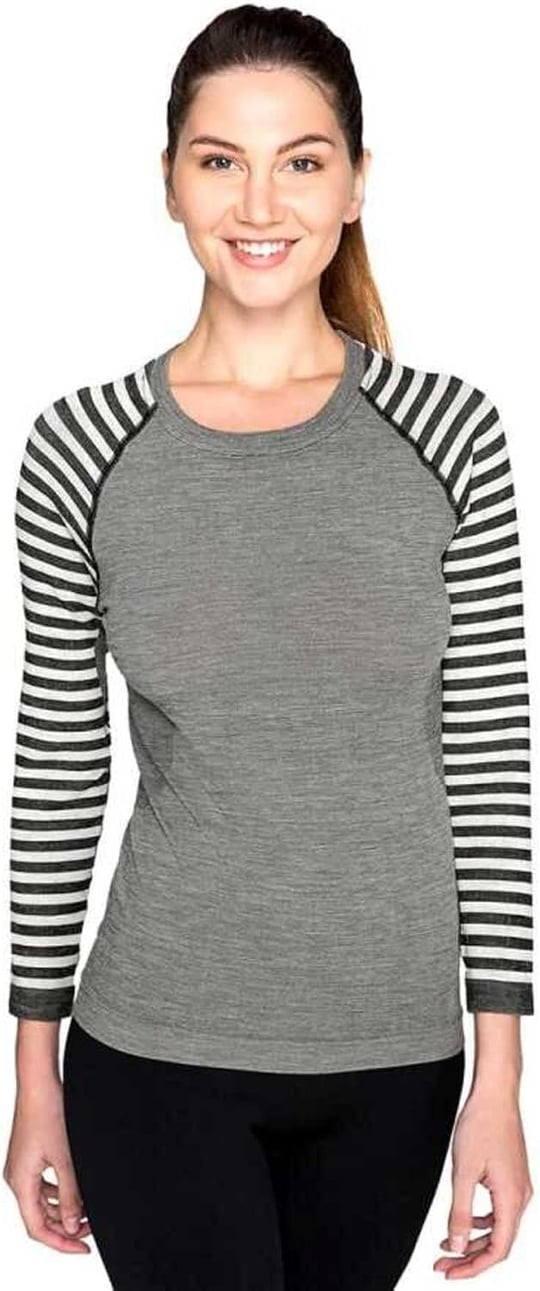 Thermoform Ultimate Merino Kadın Seamless Çizgili Termal Üst İçlik Sweatshirt Antrasit S