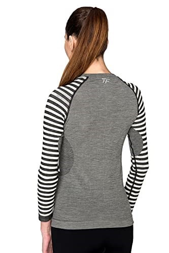 Thermoform Ultimate Merino Kadın Seamless Çizgili Termal Üst İçlik Sweatshirt Antrasit S