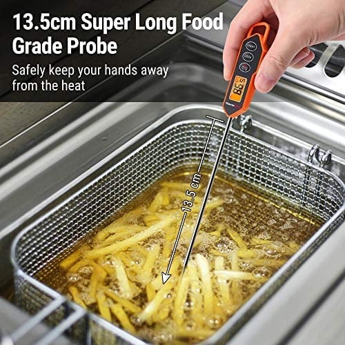 ThermoPro TP01H Et Termometresi Gıda Sıcaklık Probu Mutfak Pişirme Yağ Şeker Termometresi Süt Reçeli Sıcak İçecek Barbekü için Arka Işık ve Kilitleme Fonksiyonlu Anında Okuma