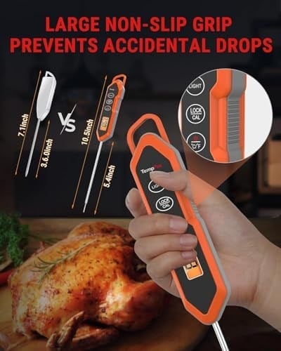 ThermoPro TP15H IPX6 Su Geçirmez, Işıklı Ekranlı ve Kalibrasyonlu Uzun Problu Dijital Et ve Gıda Termometresi