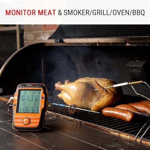 ThermoPro TP27C Kablosuz Profesyonel Barbekü ve Fırın Termometresi, 4 Problu ve 150 Metre Menzilli Et Isı Ölçer (Alarmlı)