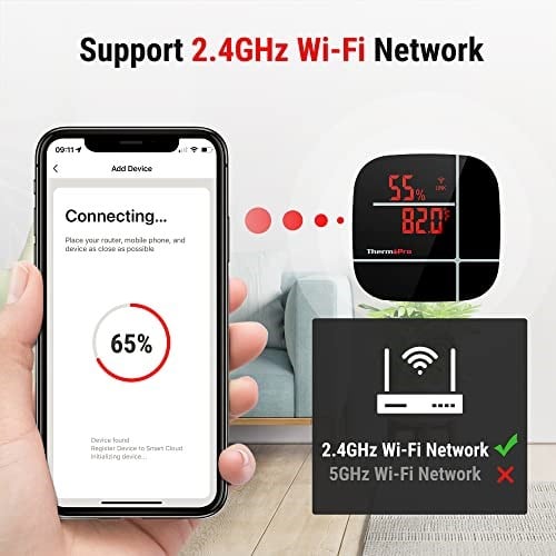 ThermoPro TP90 WiFi Akıllı İç Mekan Termometre ve Nem Ölçer, Sınırsız Menzilli Telefon Kontrollü ve Alexa Uyumlu Higrometre