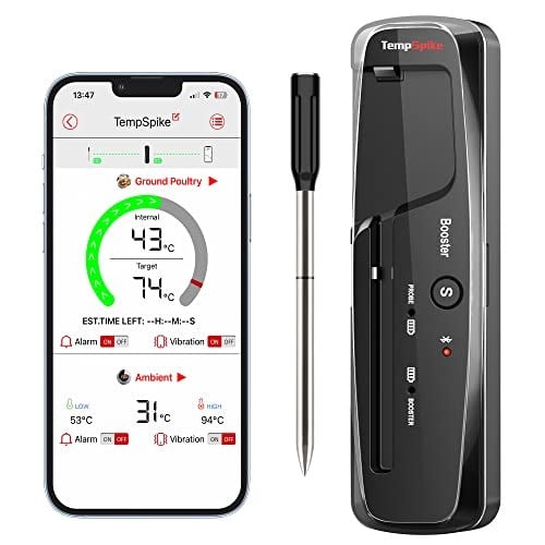 ThermoPro TP961 TempSpike Tam Kablosuz Akıllı Et Termometresi, 150m Menzilli Bluetooth ve Çift Sensörlü Barbekü Isı Ölçer