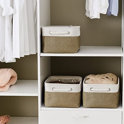 TheWarmHome Düzenleme için Saklama Sepeti - 35,5 x 25,4 x 17,78 cm Orta 3lü Paket Kolları Raflar için Katlanabilir Saklama - Seçenekler: 3PCS/Medium -13.8Lx9.8Wx6.7H, 3PCS/Large - 15.7Lx11.8Wx8.3H...