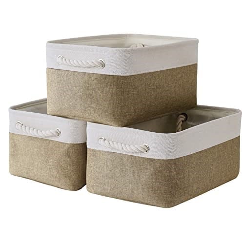 TheWarmHome Düzenleme için Saklama Sepeti - 35,5 x 25,4 x 17,78 cm Orta 3lü Paket Kolları Raflar için Katlanabilir Saklama - Seçenekler: 3PCS/Medium -13.8Lx9.8Wx6.7H, 3PCS/Large - 15.7Lx11.8Wx8.3H...