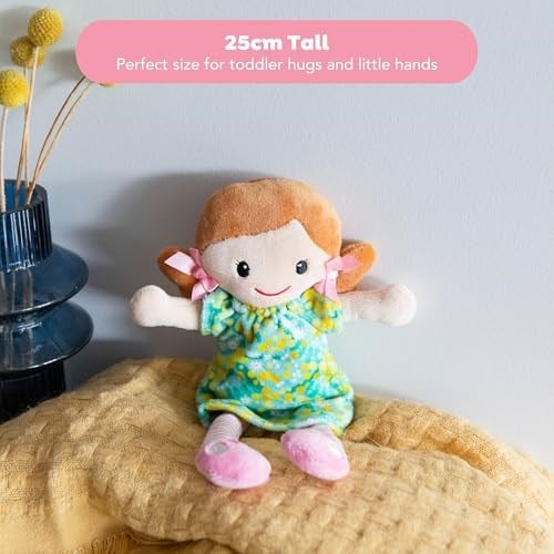 Tiger Tribe 25 cm Yıkanabilir Bez Bebek Sevimli ve Sevimli Çiçekli Elbise - Nellie - Yaş 0+