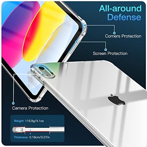 TiMOVO Clear Case for iPad (A16) 11th Generation 11 Inch 2025, iPad 10th Generation Case 10.9 Inch 2022, Slim & Lightweight Soft TPU Transparent Back Protective Cover, Clear