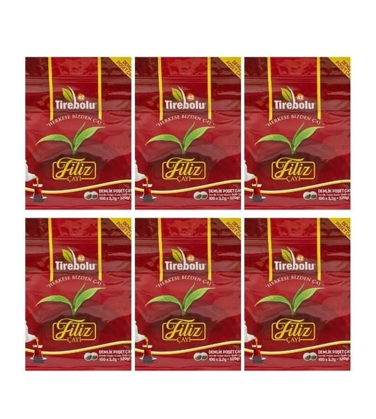 TİREBOLU 42 100 LÜ FİLİZ DEMLİK POŞET ÇAY 6 ADET (DOYPACK)