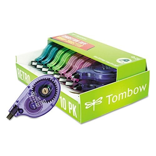 Tombow 68723 MONO Retro Düzeltme Bandı, Çeşitli Renkler, 10lu Paket. Anında Düzeltmeler için Kullanımı Kolay Aplikatör