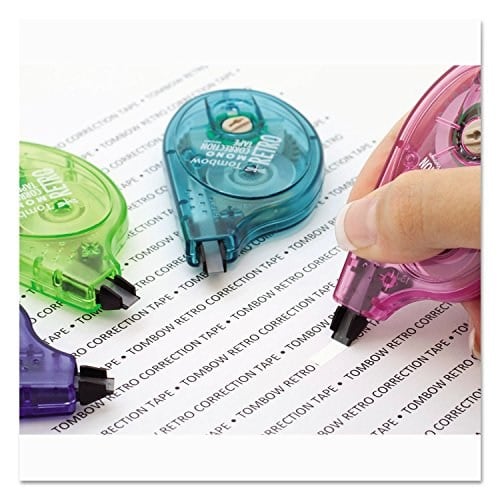Tombow 68723 MONO Retro Düzeltme Bandı, Çeşitli Renkler, 10lu Paket. Anında Düzeltmeler için Kullanımı Kolay Aplikatör