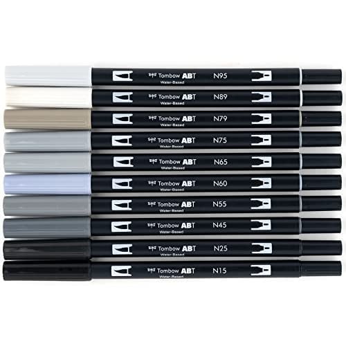 Tombow AB-T Dual Brush Pen G.Kalem Seti Grayscale (Gri Tonlar) 10 renk