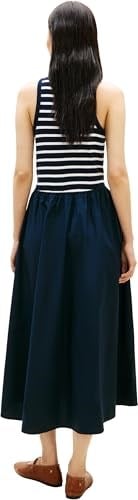 Tommy Hilfiger Çizgili% 100 Pamuk Regular Fit Pileli Maxi Boy Elbise Bayan ELBİSE WW0WW49628 0X3 - Bedenler: M, L, XL