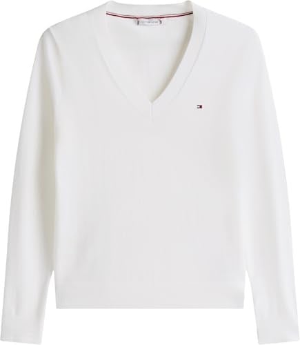 Tommy Hilfiger CO JERSEY STITCH V-NK SWEATER Sweater Kadın