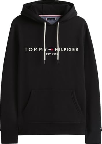 Tommy Hilfiger Erkek İşlemeli Marka Logo Kanguru Cep Hoodie Uzun Kollu Sweatshirt