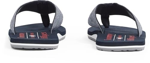 TOMMY HILFIGER TOMMY HILFIGER Erkek Marka Logolu Eva Dış Tabanlı Eva Kontorlu Tabanlık Termoplastik Kauçuk Karışımlı Saya Lacivert Terlik FM0FM05570 DW5