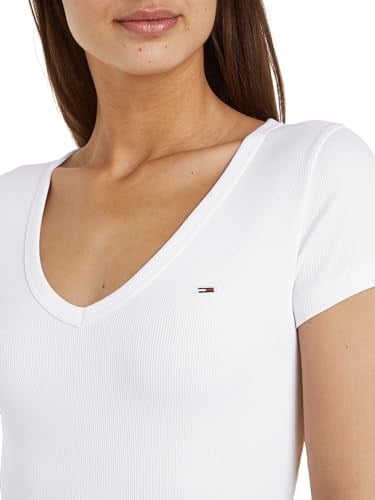 Tommy Jeans TJW SLIM ESSENTIAL RIB V SS Tişört Kadın