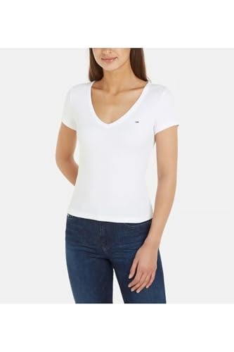 Tommy Jeans TJW SLIM ESSENTIAL RIB V SS Tişört Kadın