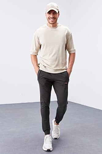 TOMMY LIFE İndigo Fermuar Cepli Dar Kalıp Jogger Eşofman Altı, T01ER-84343