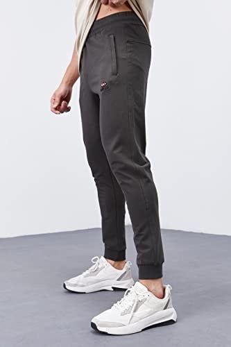 TOMMY LIFE İndigo Fermuar Cepli Dar Kalıp Jogger Eşofman Altı, T01ER-84343