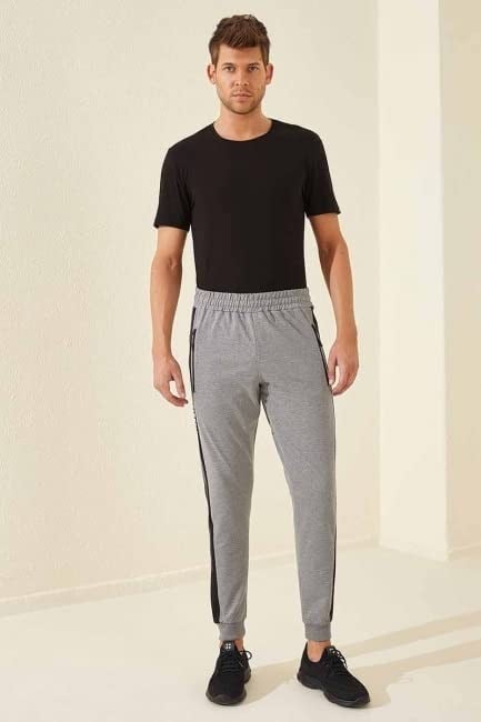 TOMMY LIFE Melanj Fermuar Cepli Baskılı Standart Kalıp Jogger Eşofman Altı, T06ER-84657