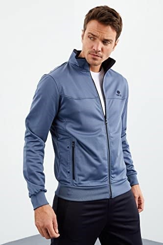 TOMMY LIFE TOMMYLIFE Lacivert Dik Yaka Fermuarlı Standart Kalıp Klasik Paça Eşofman Takımı, T09ER-85162