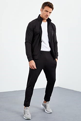 TOMMY LIFE TOMMYLIFE Lacivert Dik Yaka Fermuarlı Standart Kalıp Manşetli Eşofman Takım, T09ER-85160