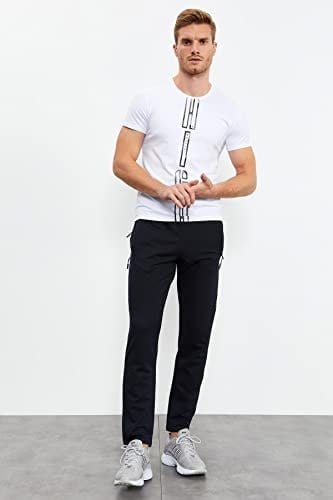 TOMMY LIFE TOMMYLIFE Siyah Fermuarlı Üç Cepli Dar Kalıp Klasik Paça Eşofman Altı, T06ER-84671
