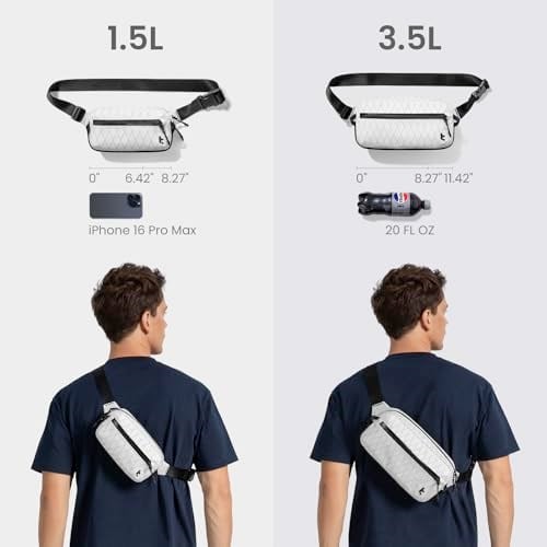 tomtoc 1,5L–3,5L Sling Çanta RFID Korumalı, Erkek Kadın için Crossbody Göğüs Omuz Çantası, Suya Dayanıklı Hafif Günlük Bel Çantası, Seyahat Günlük Kullanım için