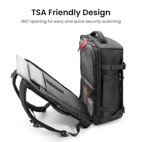 tomtoc 28-40L Seyahat Sırt Çantası, TSA Uyumlu Kabin Bagajı, Su Geçirmez, Hafif, Dayanıklı, Laptop, İş, Günlük, Hafta Sonu ve Seyahat Kullanımı, Weekender, Business, Hafif Backpack