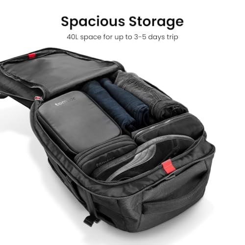tomtoc 28-40L Seyahat Sırt Çantası, TSA Uyumlu Kabin Bagajı, Su Geçirmez, Hafif, Dayanıklı, Laptop, İş, Günlük, Hafta Sonu ve Seyahat Kullanımı, Weekender, Business, Hafif Backpack