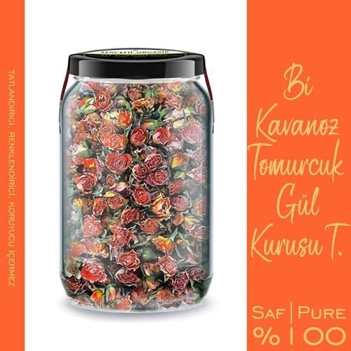 Tomurcuk Turuncu Gül Kurusu Bi Kavanoz 660 cc. Cam Kavanozda Turuncu Renk Kuru Gül Dried Rose Bud