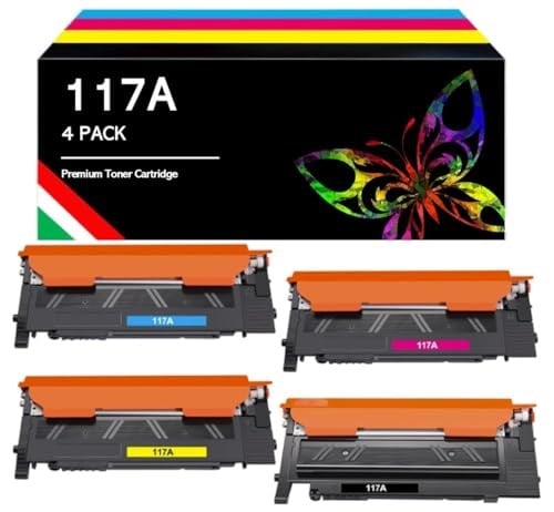 Toner Kartuşu HP 117A Renkli Lazer 150nw MFP 179fnw 178nw 150a 178nwg 179fwg 179 178 150 W2070A W2071A W2072A W2073A Yazıcı ile Uyumlu (Siyah Camgöbeği Sarı Macenta 4 adet paket) (bunl) (bun4 renkte)