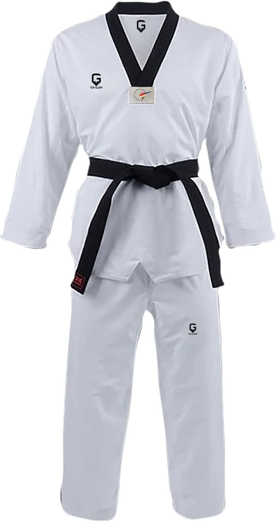 TOP GLORY (T1377) KOPYA - TOP GLORY Fitilli Siyah Yaka Taekwondo Elbisesi Dobok-