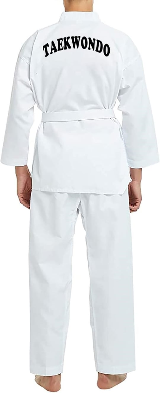 TOP GLORY (T1381) Fitilli Beyaz Yaka Baskılı Taekwondo Elbisesi Dobok-