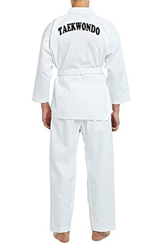 TOP GLORY (T1381) Fitilli Beyaz Yaka Baskılı Taekwondo Elbisesi Dobok-